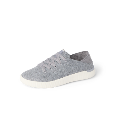 Reef Neptune gray knit shoe facing left with cushioned sole and breathable comfort fit