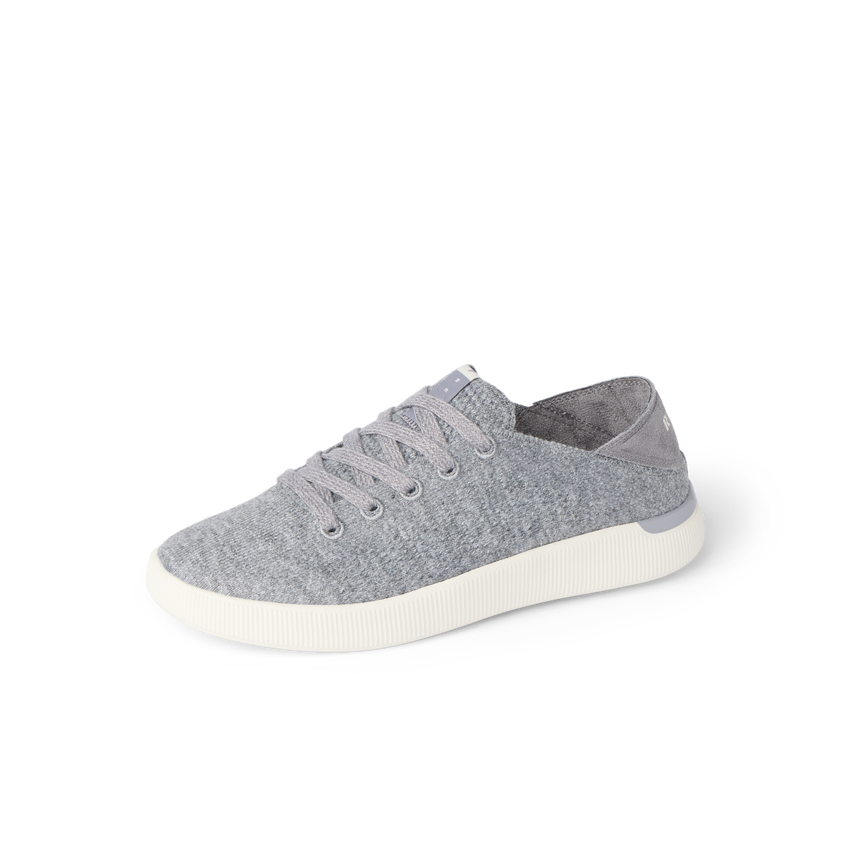 Reef Neptune gray knit shoe facing left with cushioned sole and breathable comfort fit