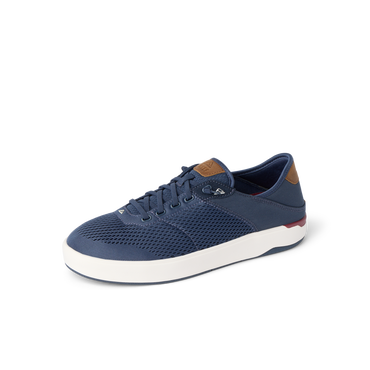 Laguna shoe facing left, navy blue breathable upper with white sole, men’s & women’s comfort sneaker for beach lifestyle.