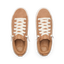 Lay Day Lite tan sneakers viewed from above facing upward with white laces and cushioned footbeds