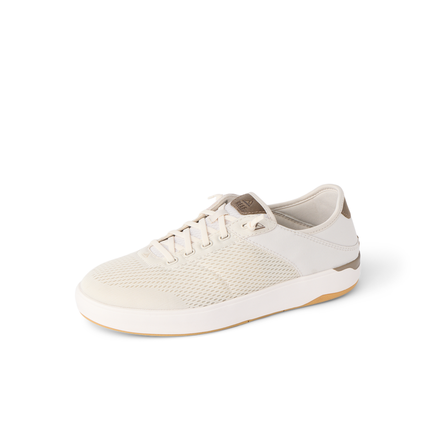 Right-facing white sneaker with mesh upper and cushioned sole, designed for comfort and beach-inspired wear.
