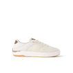 Side view of a lightweight, beige REEF sneaker facing right with breathable mesh and cushioned sole.