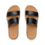 Vista Hi 2 sandals top view with black vegan straps, cushioned cork footbed, and molded arch support for all-day comfort