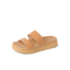 Vista Hi 2 sandal facing right with natural vegan straps, cushioned cork footbed, and lightweight tan platform for all-day comfort