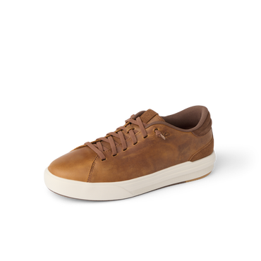 Del Mar Commuter brown leather shoe facing left with cushioned comfort and arch support
