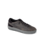 Del Mar Commuter gray leather sneaker facing right with cushioned sole and supportive footbed