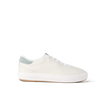 Del Mar Commuter white leather sneaker facing right in side view with cushioned comfort