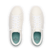 Del Mar Commuter white shoes facing upward, shown from above with cushioned footbeds and arch support
