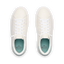 Del Mar Commuter white shoes facing upward, shown from above with cushioned footbeds and arch support