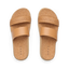 Vista Hi 2 sandals top view facing up, showing tan woven and smooth vegan straps with cushioned cork footbed for comfort