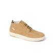 Del Mar Desert tan leather and suede shoe facing right with cushioned sole and easy entry heel