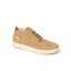 Del Mar Desert tan leather and suede shoe facing right with cushioned sole and easy entry heel