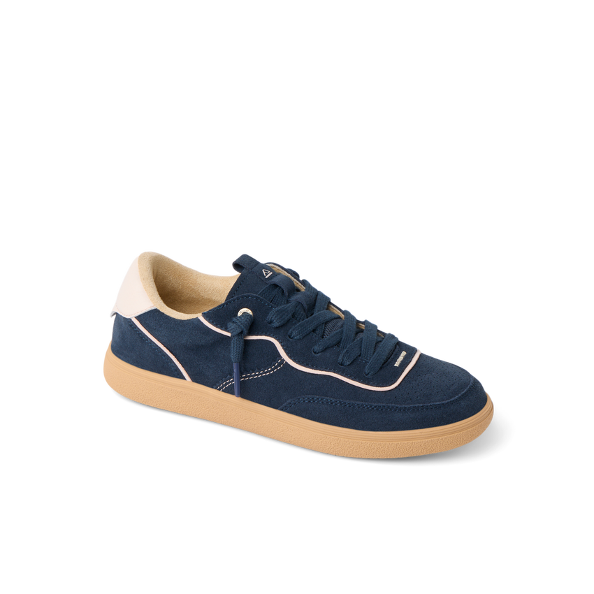 REEF Kickback navy sneaker facing right with anatomical arch support and everyday comfort