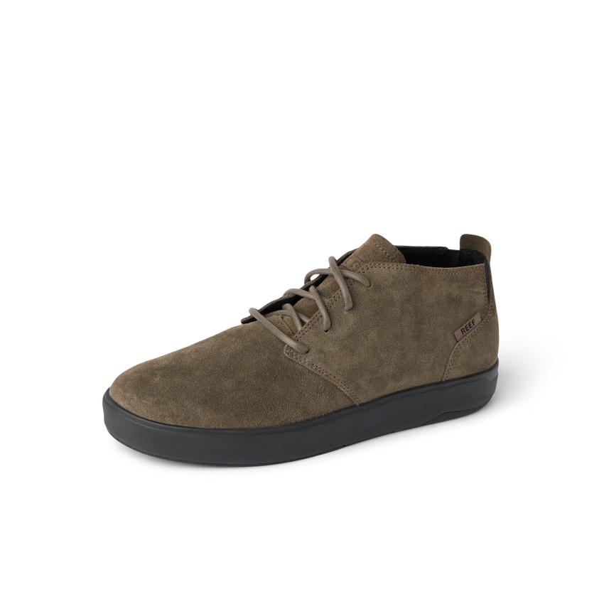 Del Mar Desert brown suede shoe facing left with cushioned comfort and arch support