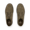 Del Mar Desert brown leather and suede shoes viewed from above facing upward with cushioned comfort footbeds