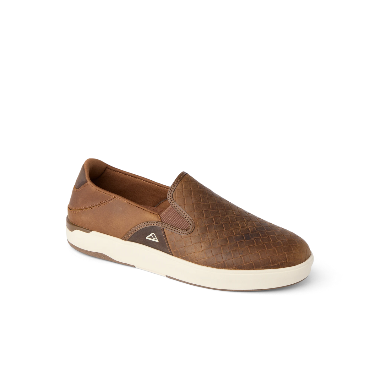 REEF Laguna Slip On brown slip on shoe facing right with textured upper and cushioned comfort