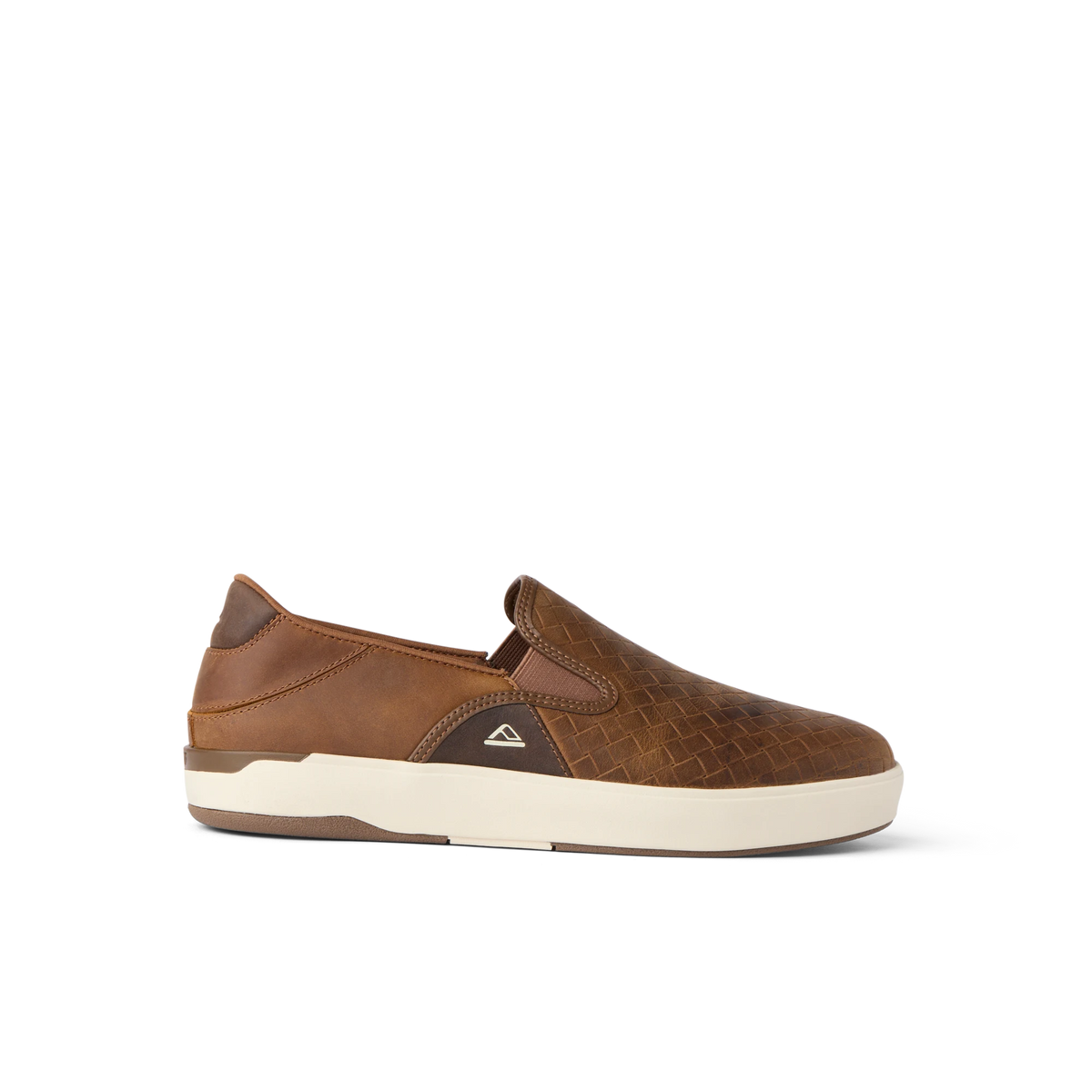 Laguna Slip On brown casual shoe facing right with breathable upper, cushioned sole, and easy fold down heel