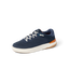 Shoreline Del Mar navy sneaker facing left with cushioned support and elastic laces for everyday comfort