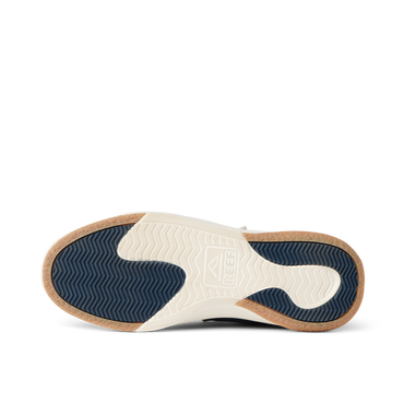 Shoreline Del Mar sneaker outsole shown from below with toe pointing left and cushioned arch support tread