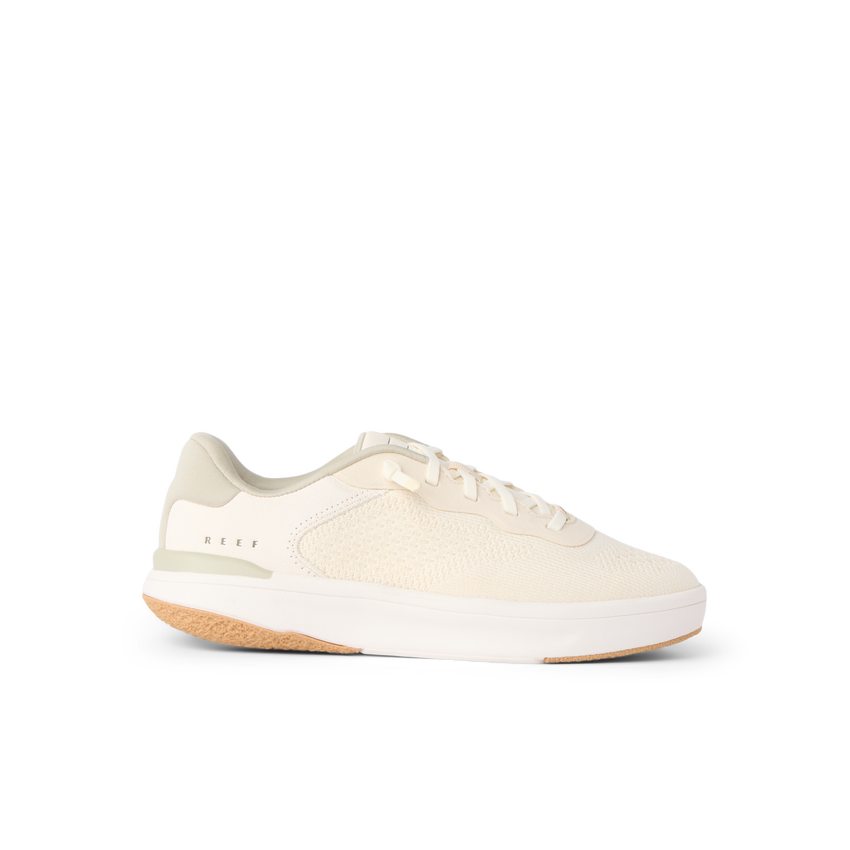 Reef Del Mar white sneaker facing right with lightweight cushioning for everyday comfort