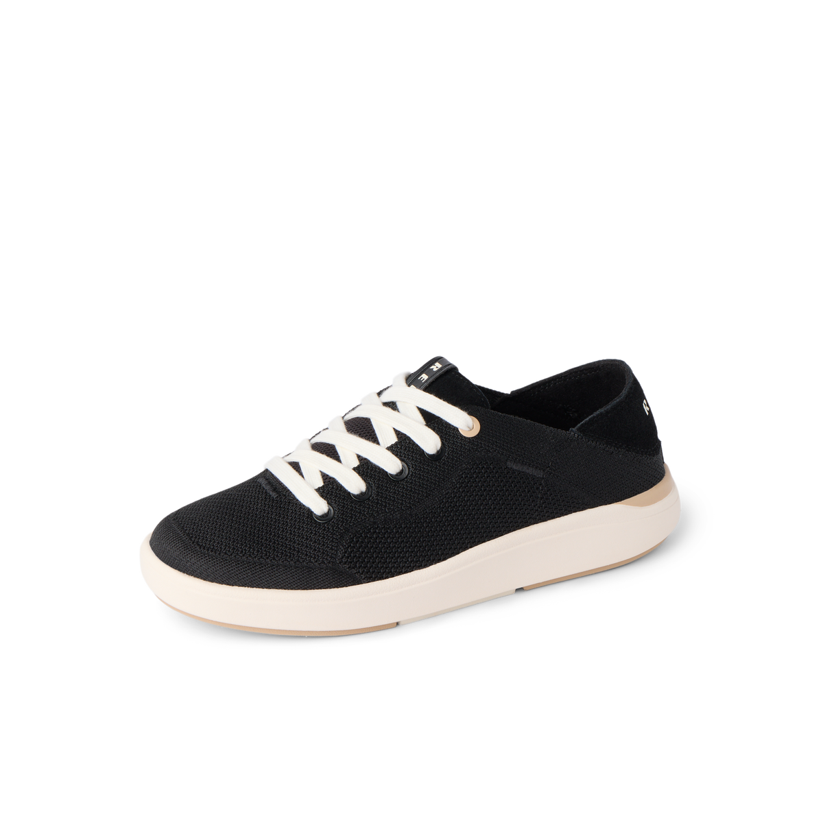 Neptune 2 black sneaker facing left with cushioned sole and arch support