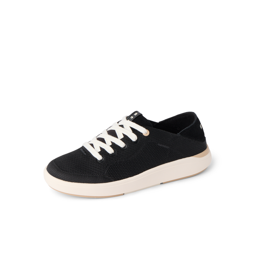 Neptune 2 black sneaker facing left with cushioned sole and arch support
