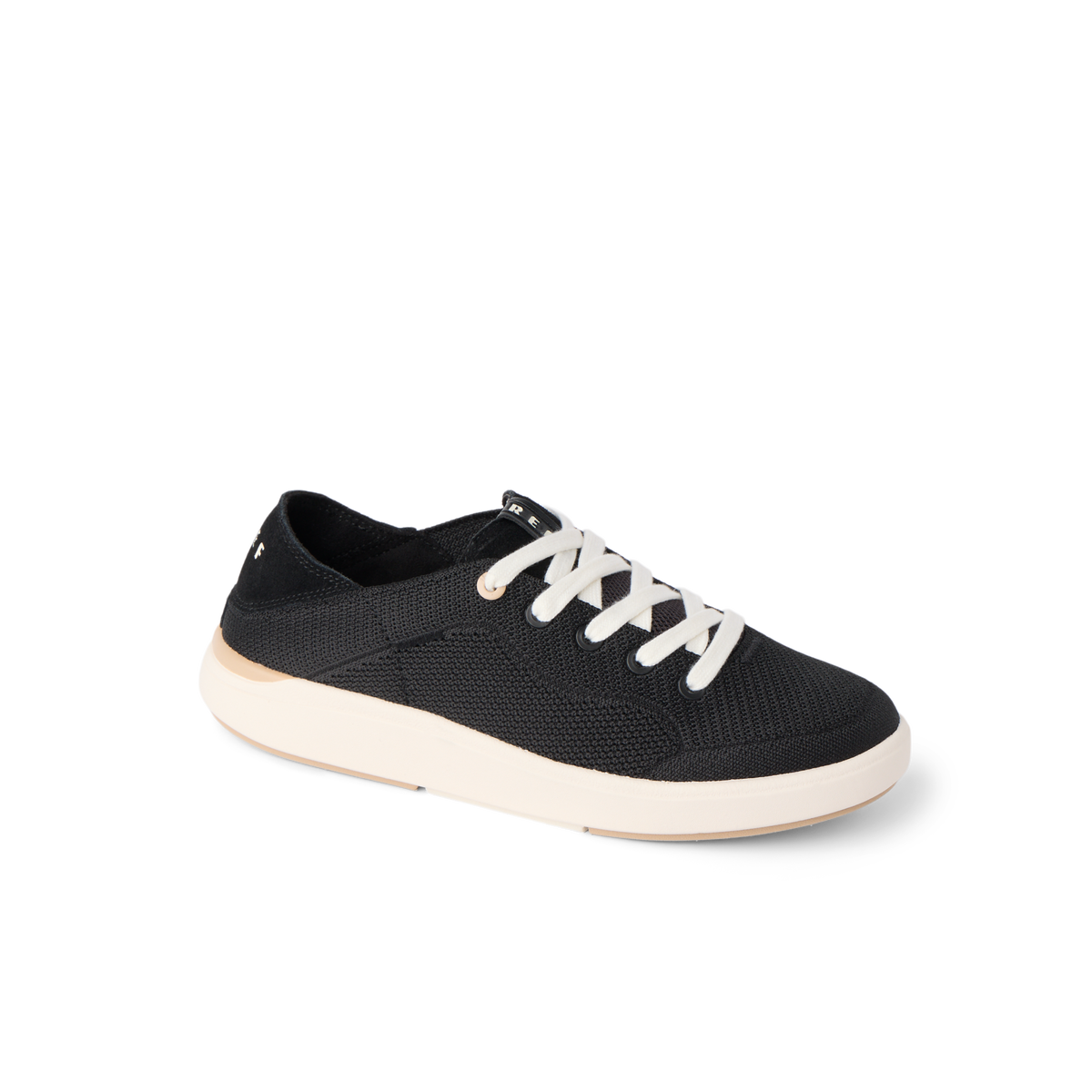 Neptune 2 black sneaker facing right with white laces and cushioned sole