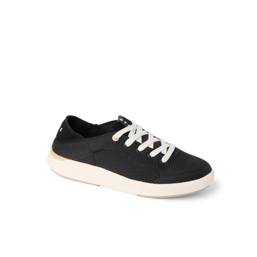 Neptune 2 black sneaker facing right with white laces and cushioned sole