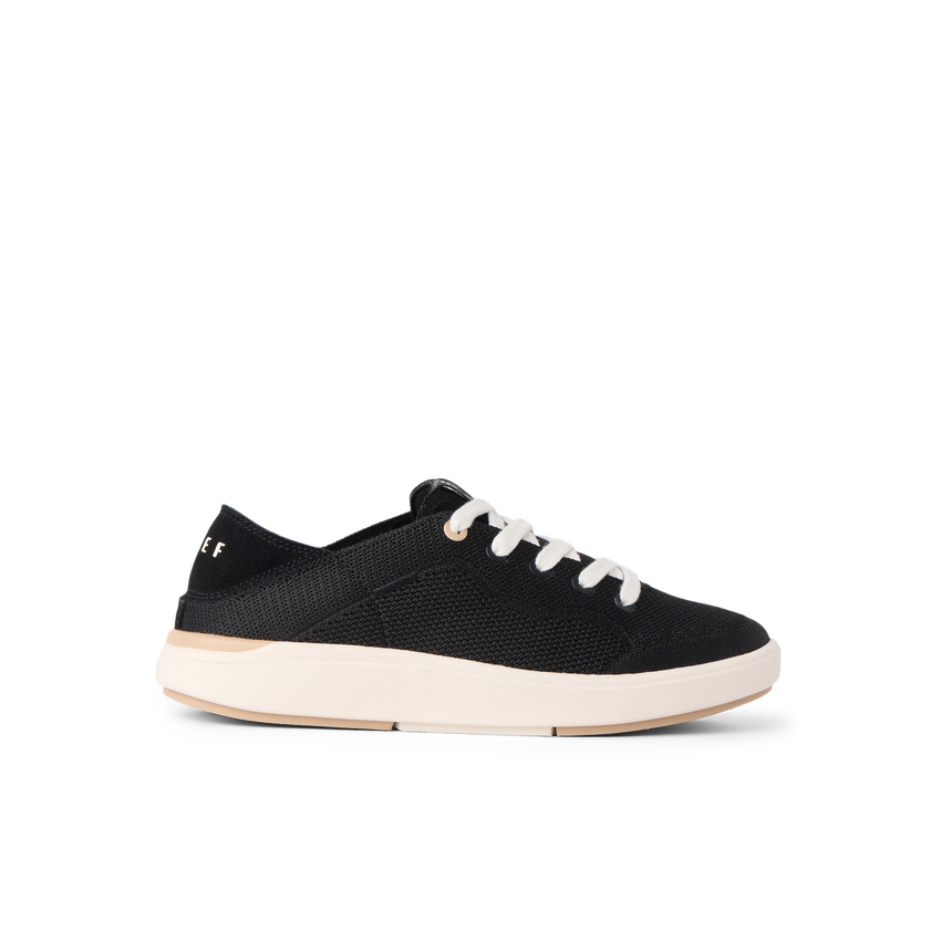 Neptune 2 black sneaker facing right with cushioned sole and anatomical arch support