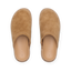Vista Luxe Mariana clogs in tan suede, top view showing closed-toe design with anatomical arch support for all-day comfort.