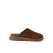 Vista Luxe Mariana brown suede clog facing right with cushioned sole and arch support