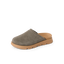 Vista Luxe Mariana suede clog facing left with open heel and cushioned sole for everyday comfort