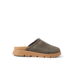 Vista Luxe Mariana suede clog facing right with closed toe and cushioned sole