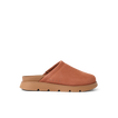 Vista Luxe Mariana brown suede clog facing right with cushioned sole for everyday comfort