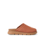 Vista Luxe Mariana brown suede clog facing right with cushioned sole for everyday comfort