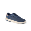 Shoreline Del Mar navy sneaker facing right with cushioned support and elastic laces