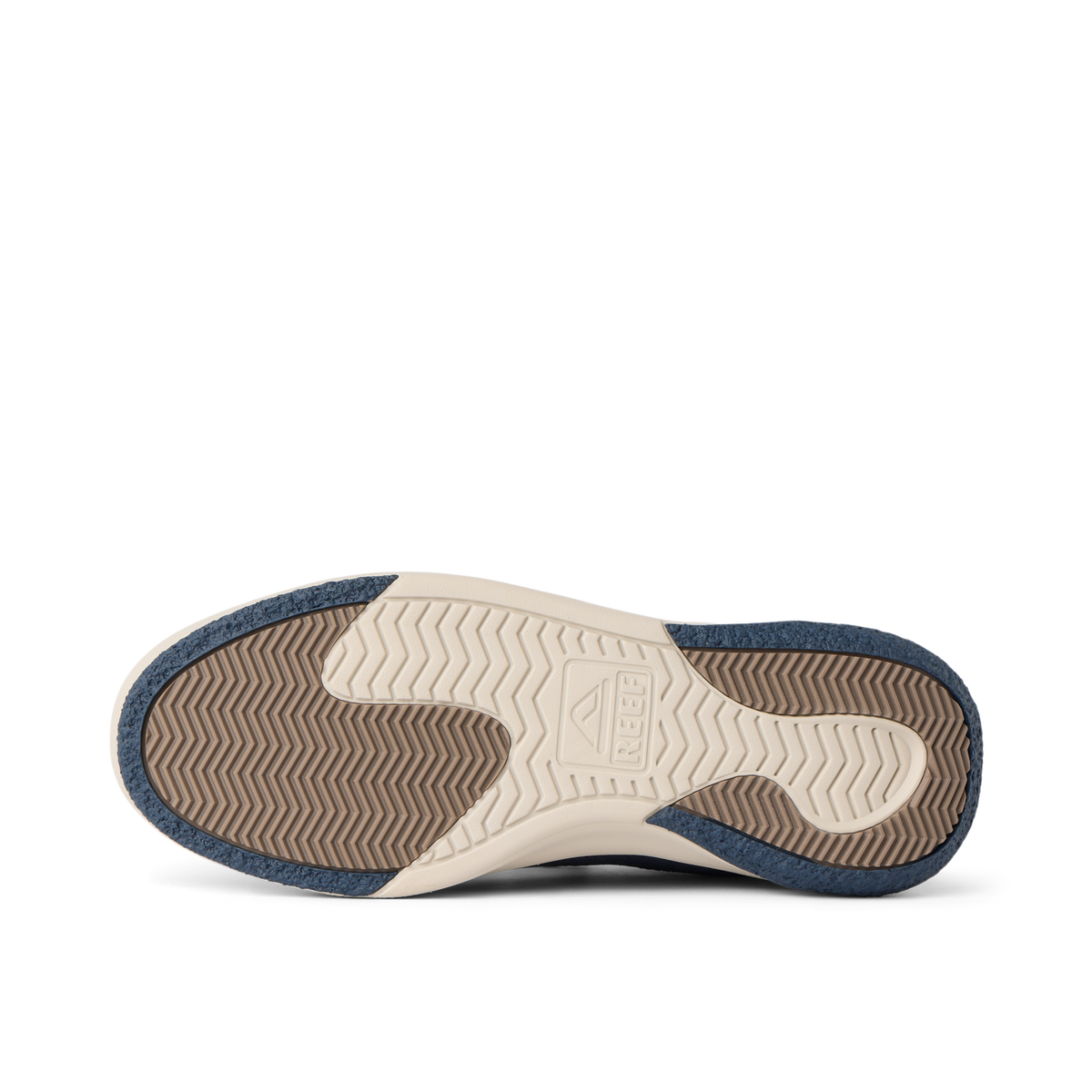 Shoreline Del Mar sneaker outsole viewed from below, facing left, with cushioned tread and anatomical arch support