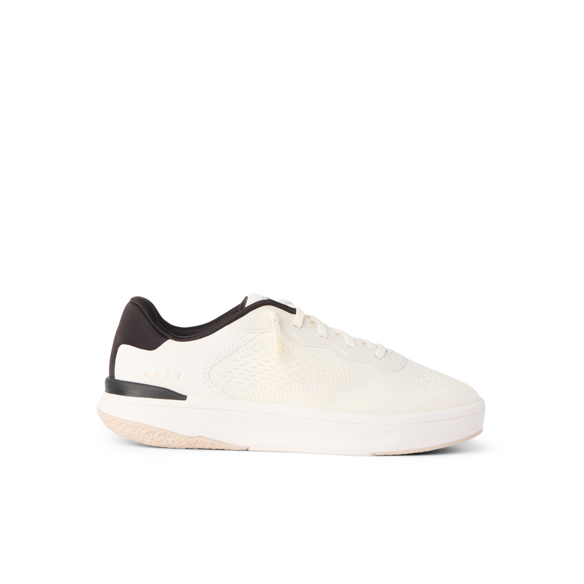 Reef Del Mar white sneaker facing right with cushioned comfort for everyday wear