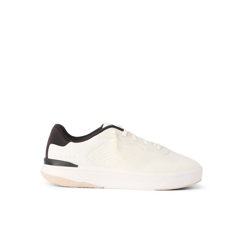 Reef Del Mar white sneaker facing right with cushioned comfort for everyday wear