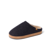 Eventide Slipper in black, shown facing left from the side with a closed toe and open heel