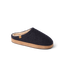 Eventide Slipper in black, toe facing right, with a fleece-lined upper and cushioned sole