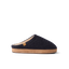 Eventide Slipper, black men's slipper in side profile facing left with tan lining and a thick sole