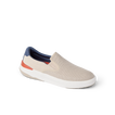 Del Mar Slip On beige slip on sneaker facing right with cushioned sole and arch support
