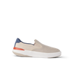 Del Mar Slip On beige sneaker facing right with cushioned sole and arch support