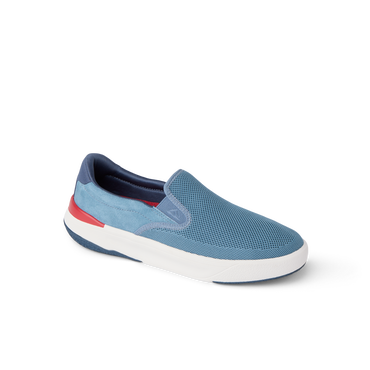 Del Mar Slip On blue slip on sneaker facing right with cushioned footbed and arch support
