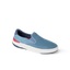 Del Mar Slip On blue slip on sneaker facing right with cushioned footbed and arch support