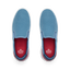 Del Mar Slip On blue slip on sneakers viewed from above with toes facing upward and cushioned footbeds visible