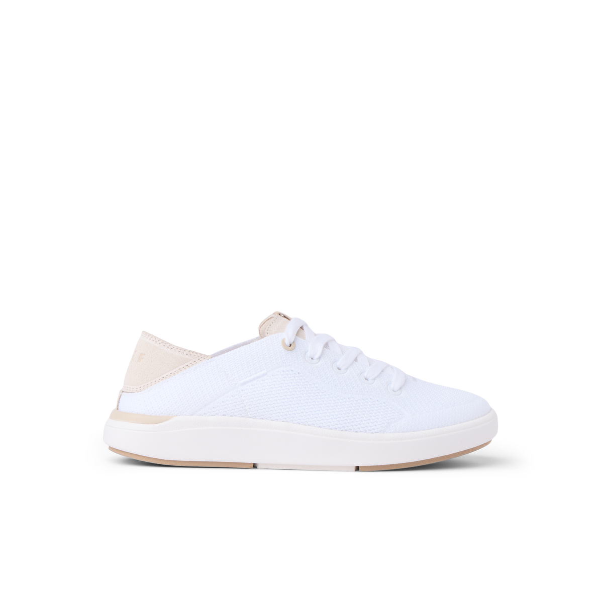 Neptune 2 white sneaker facing right, side view with cushioned sole and arch support