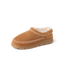 Noa Slipper facing left with tan suede, plush lining, whipstitch detailing, and cushioned sole for everyday comfort
