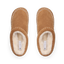 Noa Slipper suede lounge boots facing upward with plush lining and whipstitch detail